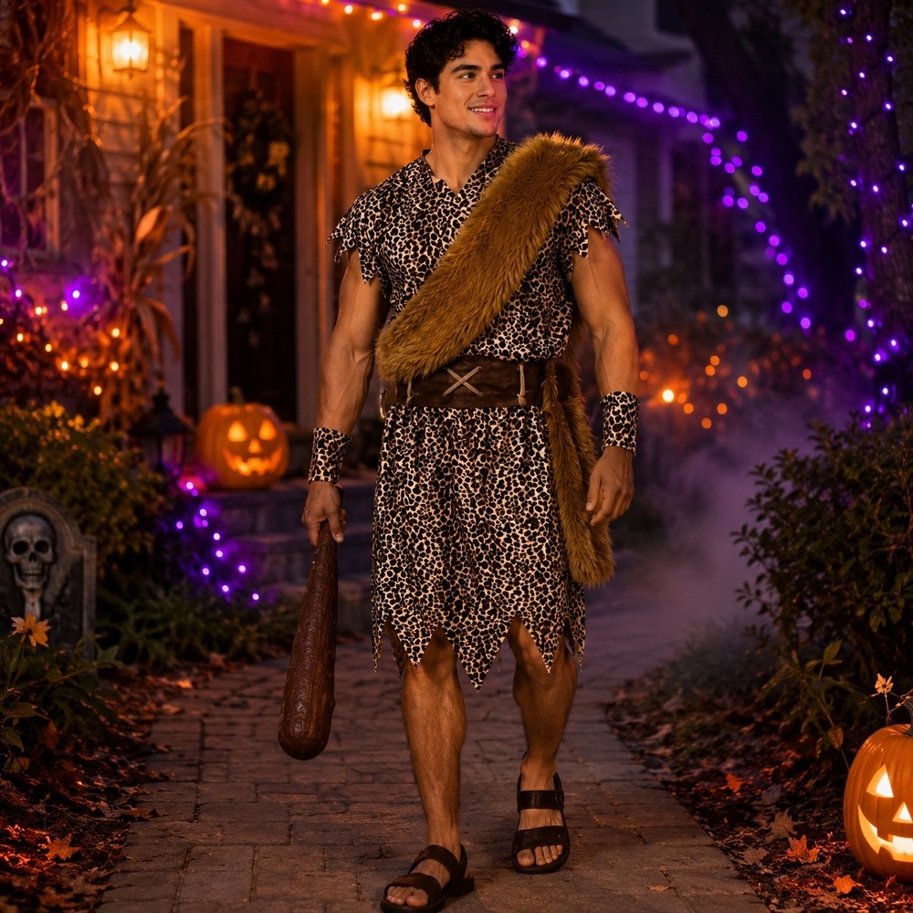 Underwraps Cave Dweller Men Halloween Costume Leopard Print One Size 29323